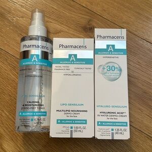 NEW Pharmaceris Allergic & Sensitive Toner, Dermo Cream and In Water Cream set